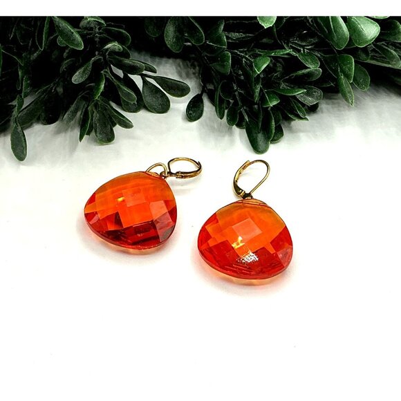 Faceted Teardrop Earrings Set In Assorted Colors With Gold-Plated Hooks - Picture 10 of 13